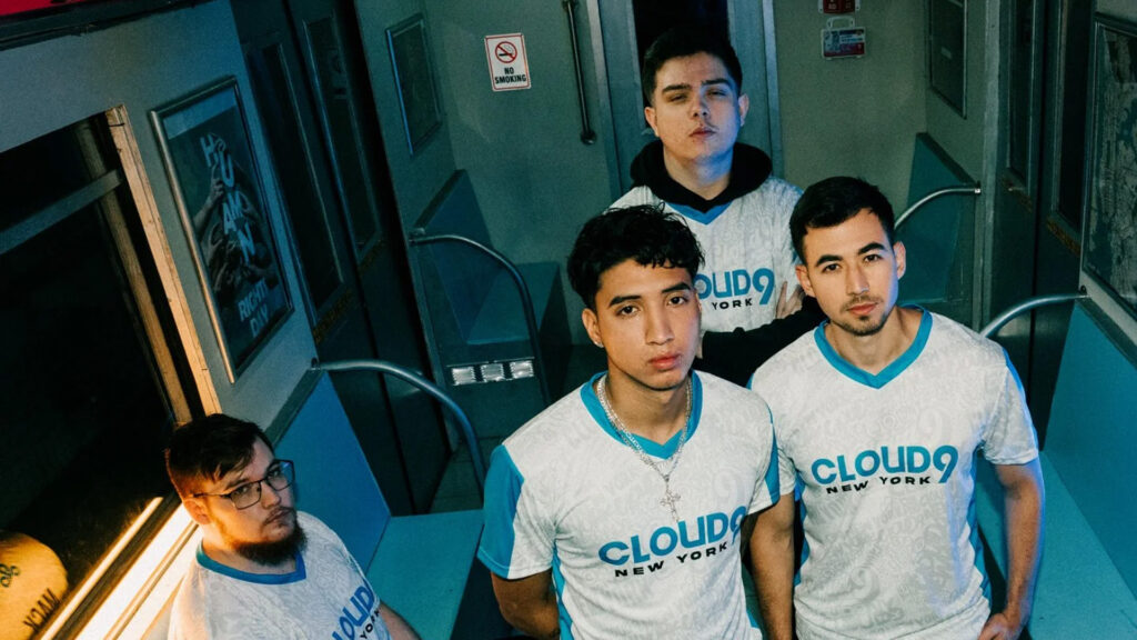Image of Cloud9 New York CDL roster standing inside subway carriage